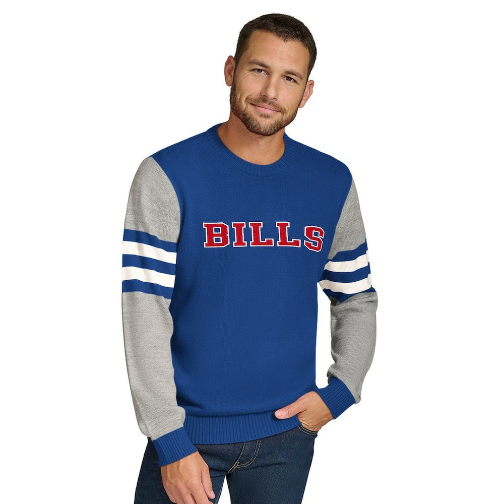 Buffalo Bills Tommy Hilfiger Acrylic Crewneck Pullover Sweater - Royal/Heather Gray Pullover