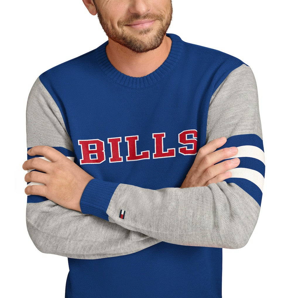 Buffalo Bills Tommy Hilfiger Acrylic Crewneck Pullover Sweater - Royal/Heather Gray Pullover