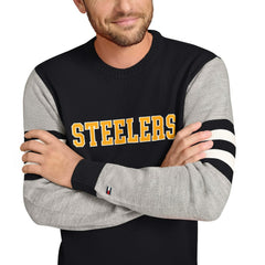 Pittsburgh Steelers Tommy Hilfiger Acrylic Crewneck Pullover Sweater - Black/Heather Gray Pullover