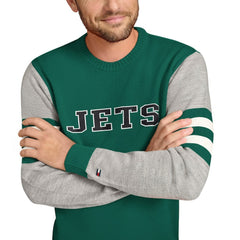 New York Jets Tommy Hilfiger Acrylic Crewneck Pullover Sweater - Green/Heather Gray Pullover