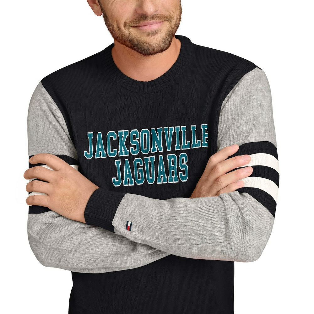 Jacksonville Jaguars Tommy Hilfiger Acrylic Crewneck Pullover Sweater - Black/Heather Gray Pullover