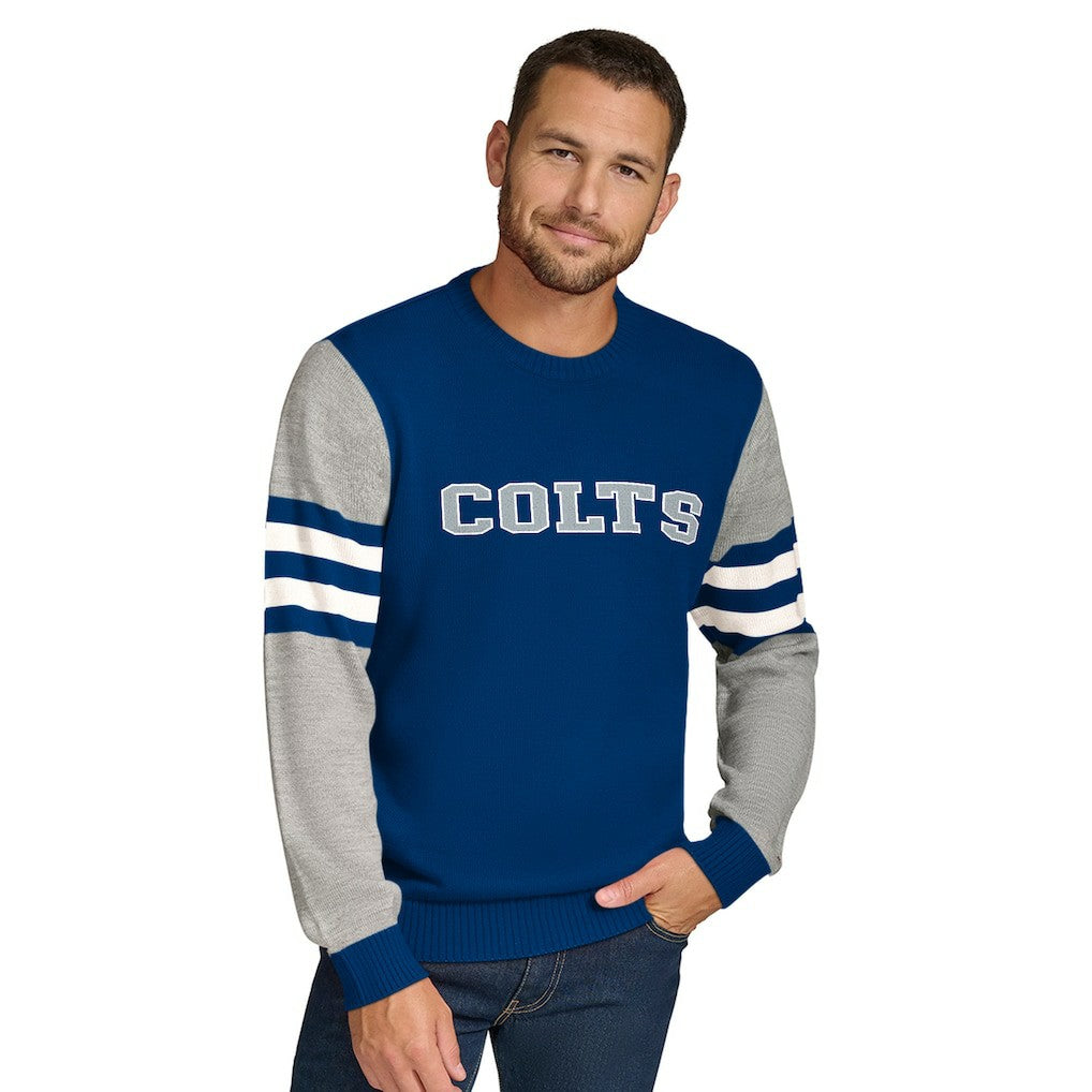 Indianapolis Colts Tommy Hilfiger Acrylic Crewneck Pullover Sweater - Royal/Heather Gray Pullover