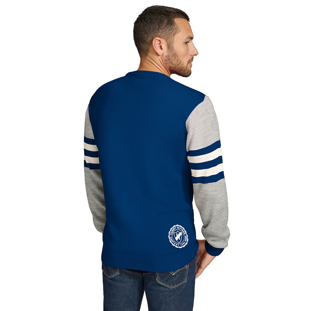 Indianapolis Colts Tommy Hilfiger Acrylic Crewneck Pullover Sweater - Royal/Heather Gray Pullover