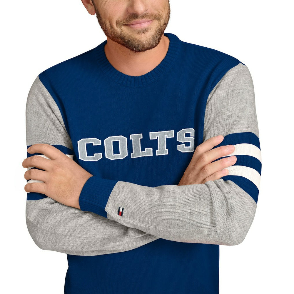 Indianapolis Colts Tommy Hilfiger Acrylic Crewneck Pullover Sweater - Royal/Heather Gray Pullover