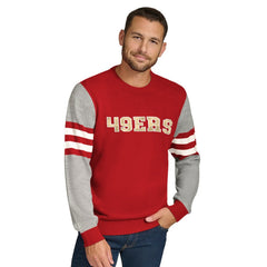 San Francisco 49ers Tommy Hilfiger Acrylic Crewneck Pullover Sweater - Scarlet/Heather Gray Pullover