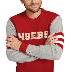 San Francisco 49ers Tommy Hilfiger Acrylic Crewneck Pullover Sweater - Scarlet/Heather Gray Pullover