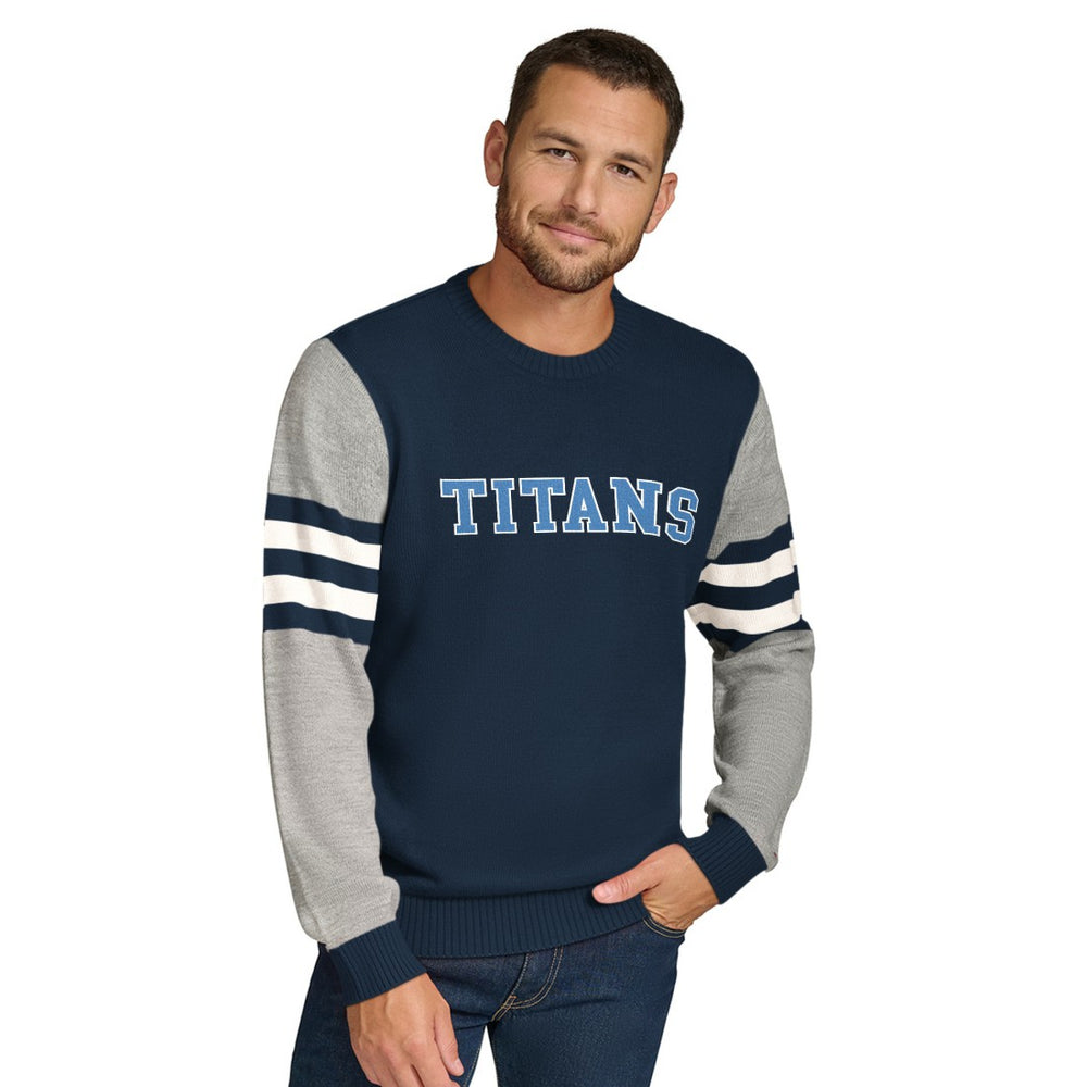 Tennessee Titans Tommy Hilfiger Acrylic Crewneck Pullover Sweater - Navy/Heather Gray Pullover