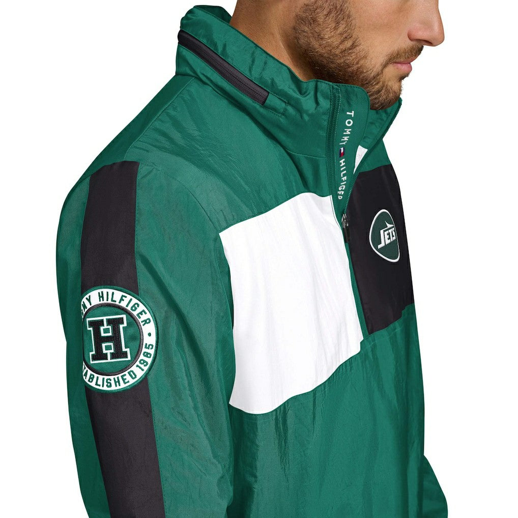 New York Jets Tommy Hilfiger Gael Lightweight Half-Zip Hoodie Jacket - Green Hoodies