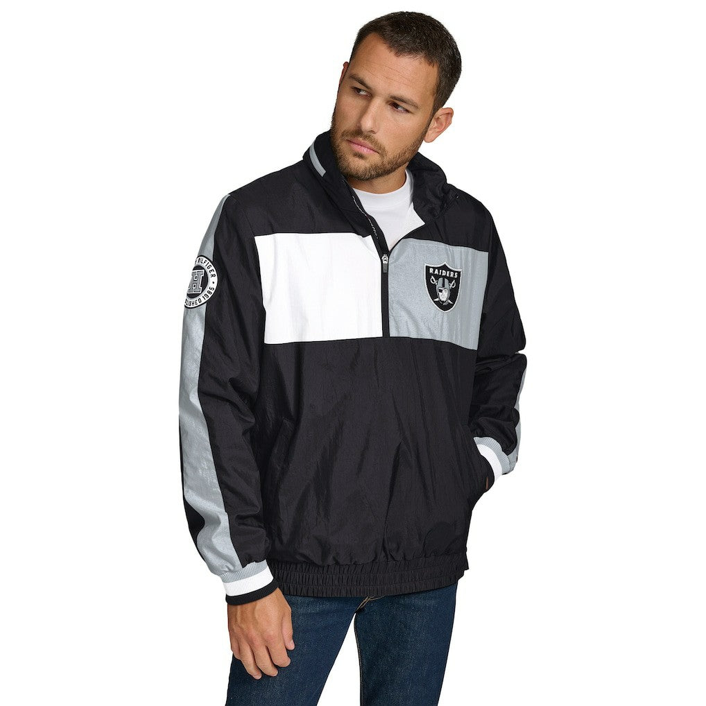 Las Vegas Raiders Tommy Hilfiger Gael Lightweight Half-Zip Hoodie Jacket - Black Hoodies