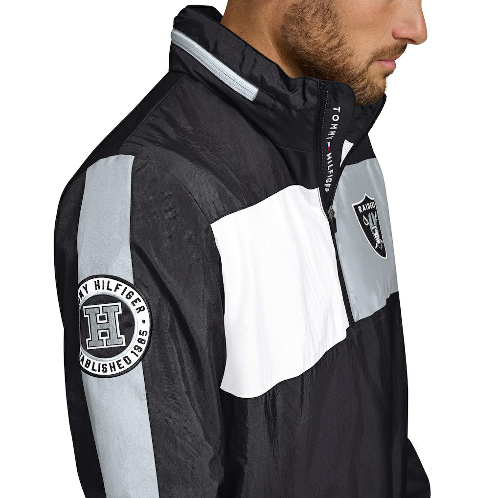 Las Vegas Raiders Tommy Hilfiger Gael Lightweight Half-Zip Hoodie Jacket - Black Hoodies