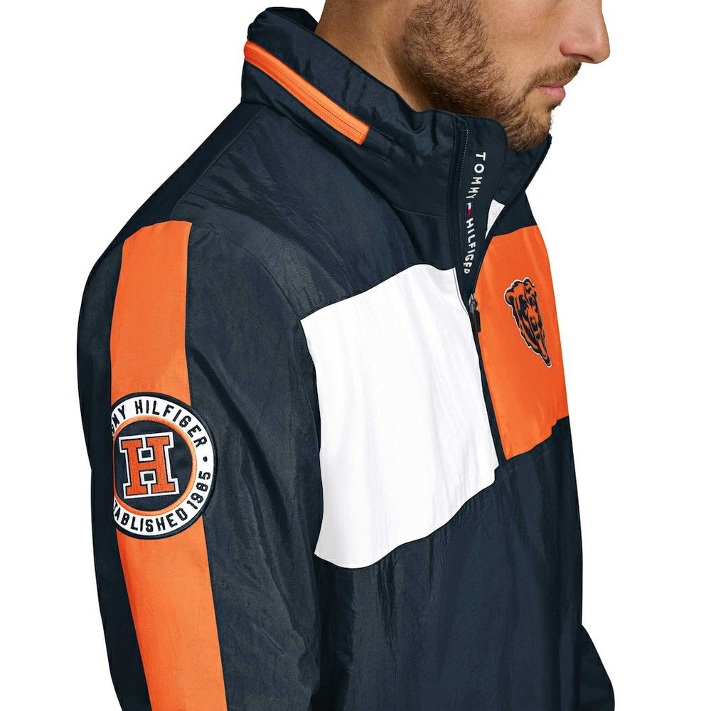 Chicago Bears Tommy Hilfiger Gael Lightweight Half-Zip Pullover Hoodie Jacket - Navy Hoodies