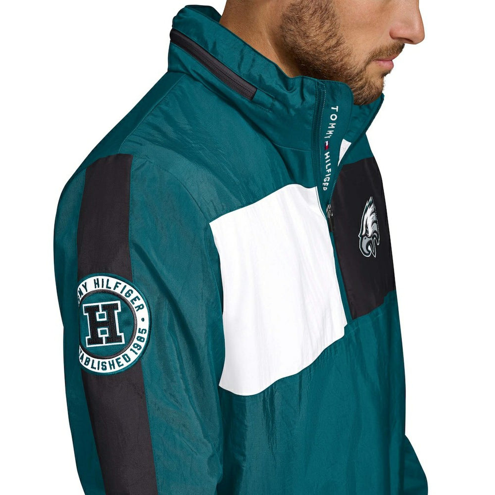 Philadelphia Eagles Tommy Hilfiger Gael Lightweight Half-Zip Hoodie Jacket - Green Hoodies