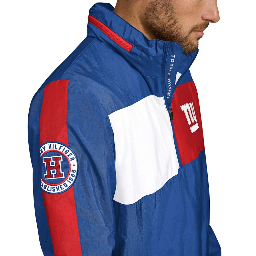 New York Giants Tommy Hilfiger Gael Lightweight Half-Zip Hoodie Jacket - Royal Hoodies