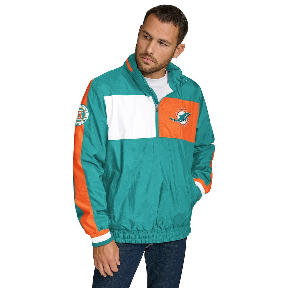 Miami Dolphins Tommy Hilfiger Gael Lightweight Half-Zip Hoodie Jacket - Aqua Hoodies