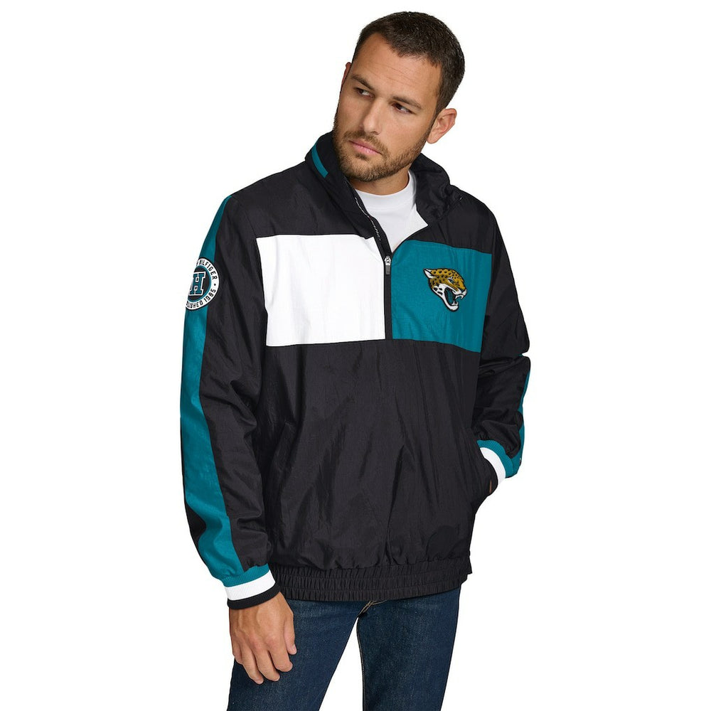Jacksonville Jaguars Tommy Hilfiger Gael Lightweight Half-Zip Pullover Hoodie Jacket - Black Hoodies