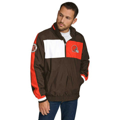 Cleveland Browns Tommy Hilfiger Gael Lightweight Half-Zip Pullover Hoodie Jacket - Brown Hoodies