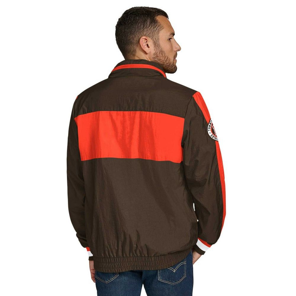 Cleveland Browns Tommy Hilfiger Gael Lightweight Half-Zip Pullover Hoodie Jacket - Brown Hoodies