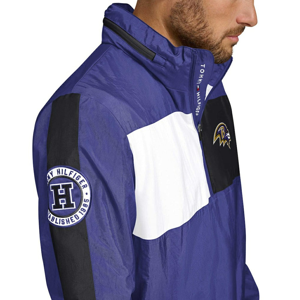 Baltimore Ravens Tommy Hilfiger Gael Lightweight Half-Zip Pullover Hoodie Jacket - Purple Hoodies