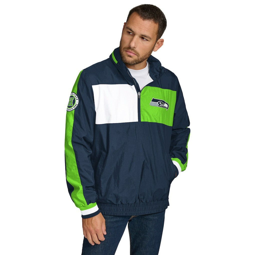 Seattle Seahawks Tommy Hilfiger Gael Lightweight Half-Zip Pullover Hoodie Jacket - College Navy Hoodies