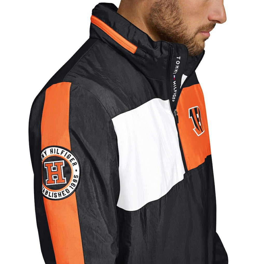 Cincinnati Bengals Tommy Hilfiger Gael Lightweight Half-Zip Pullover Hoodie Jacket - Black Hoodies
