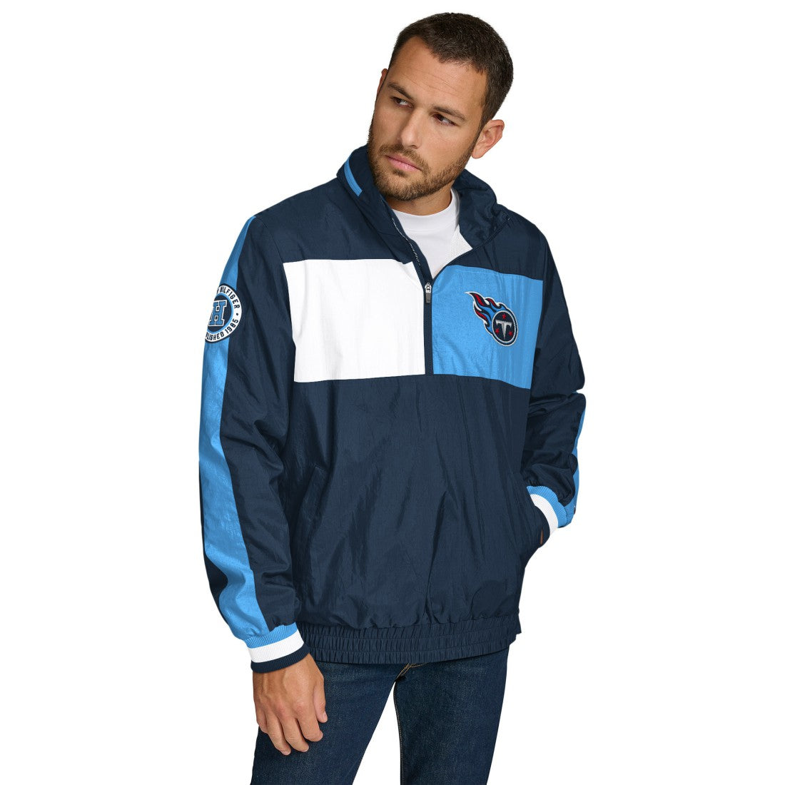 Tennessee Titans Tommy Hilfiger Gael Lightweight Half-Zip Hoodie Jacket - Navy Hoodies