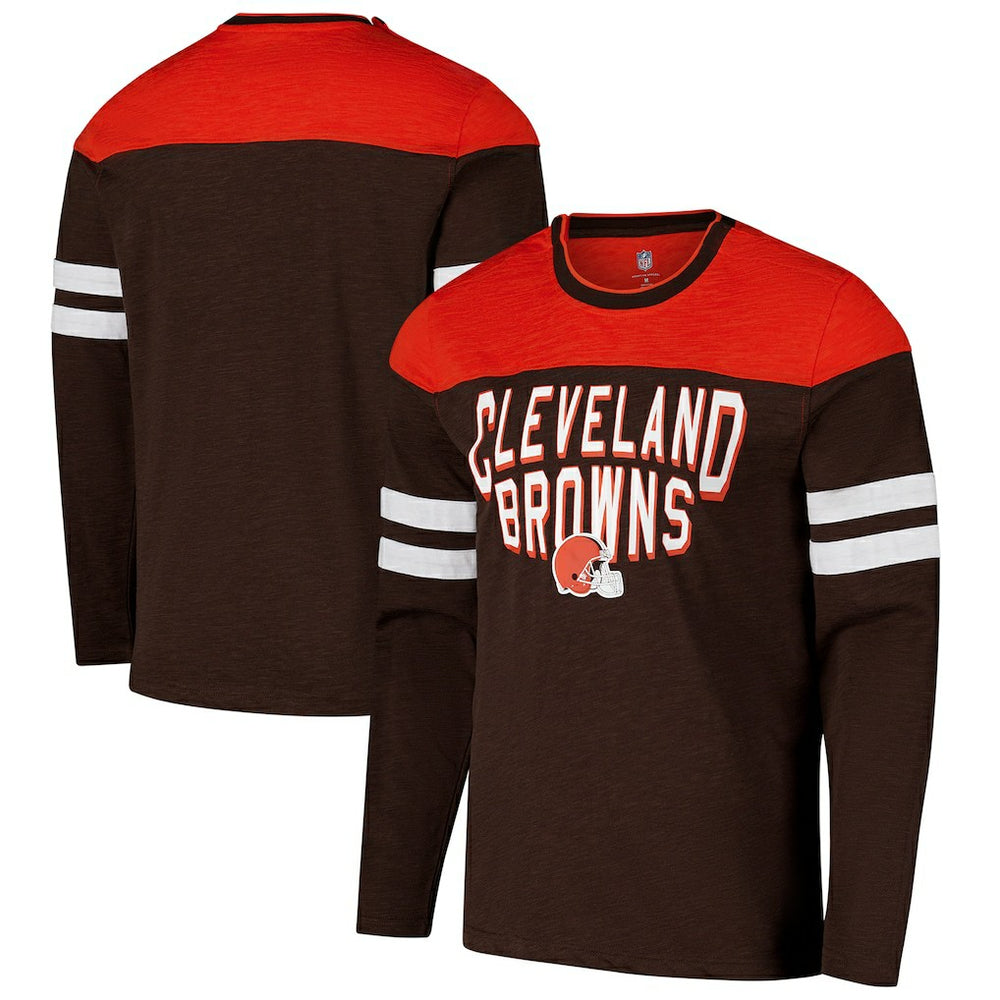 Cleveland Browns G-III Sports by Carl Banks Adaptive Hail Mary Long Sleeve T-Shirt - Brown/Orange T-shirts