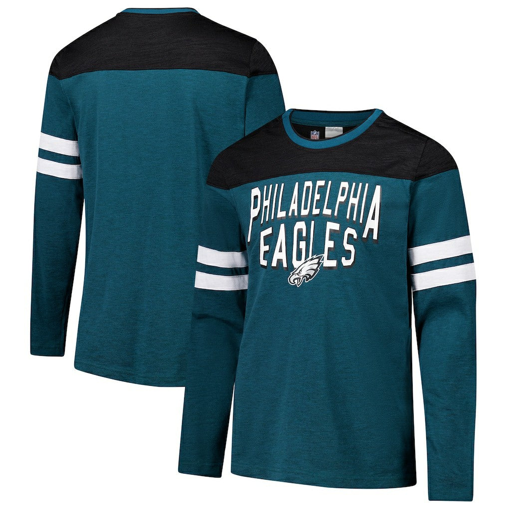 Philadelphia Eagles G-III Sports by Carl Banks Adaptive Hail Mary Long Sleeve T-Shirt - Midnight Green/Black T-shirts