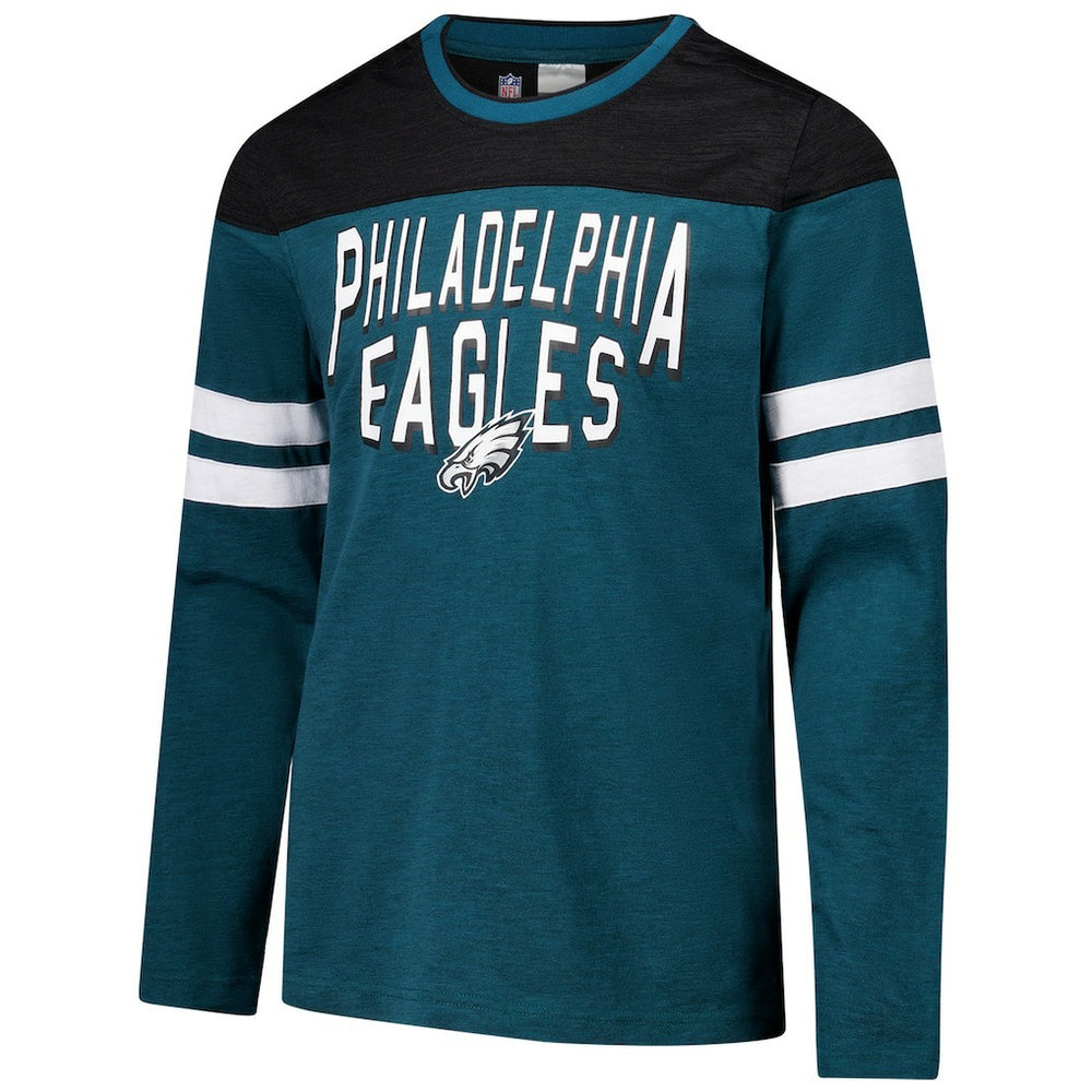Philadelphia Eagles G-III Sports by Carl Banks Adaptive Hail Mary Long Sleeve T-Shirt - Midnight Green/Black T-shirts