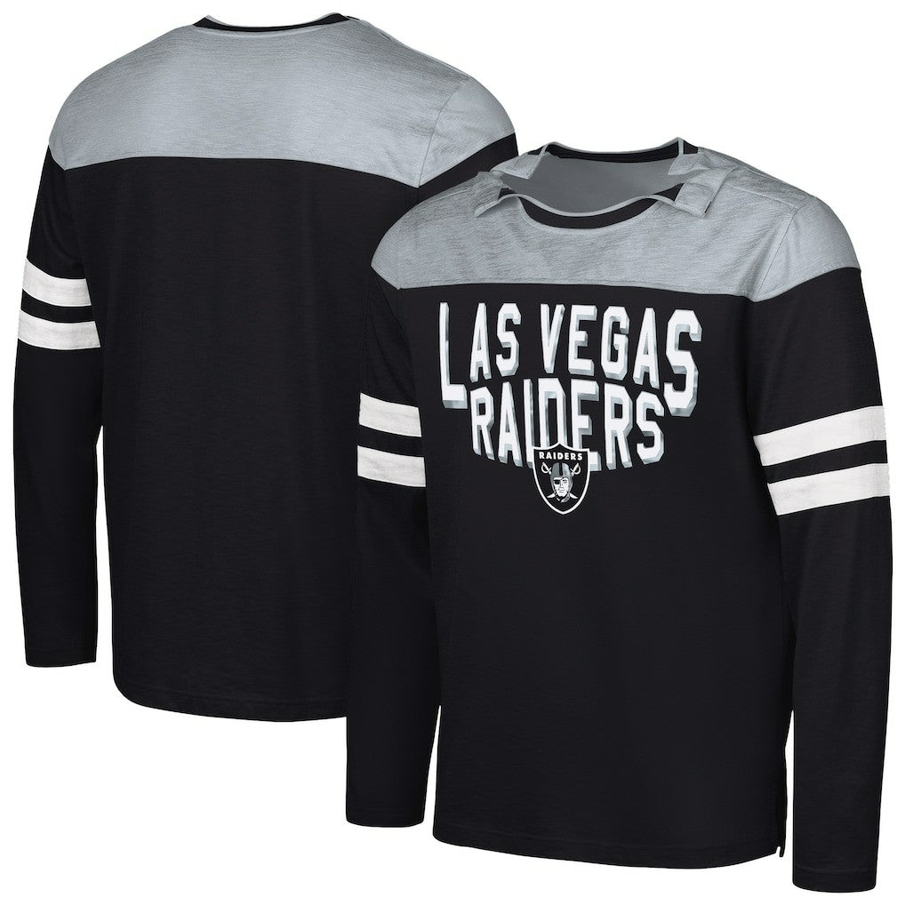 Las Vegas Raiders G-III Sports by Carl Banks Adaptive Hail Mary Long Sleeve T-Shirt - Black/Silver T-shirts