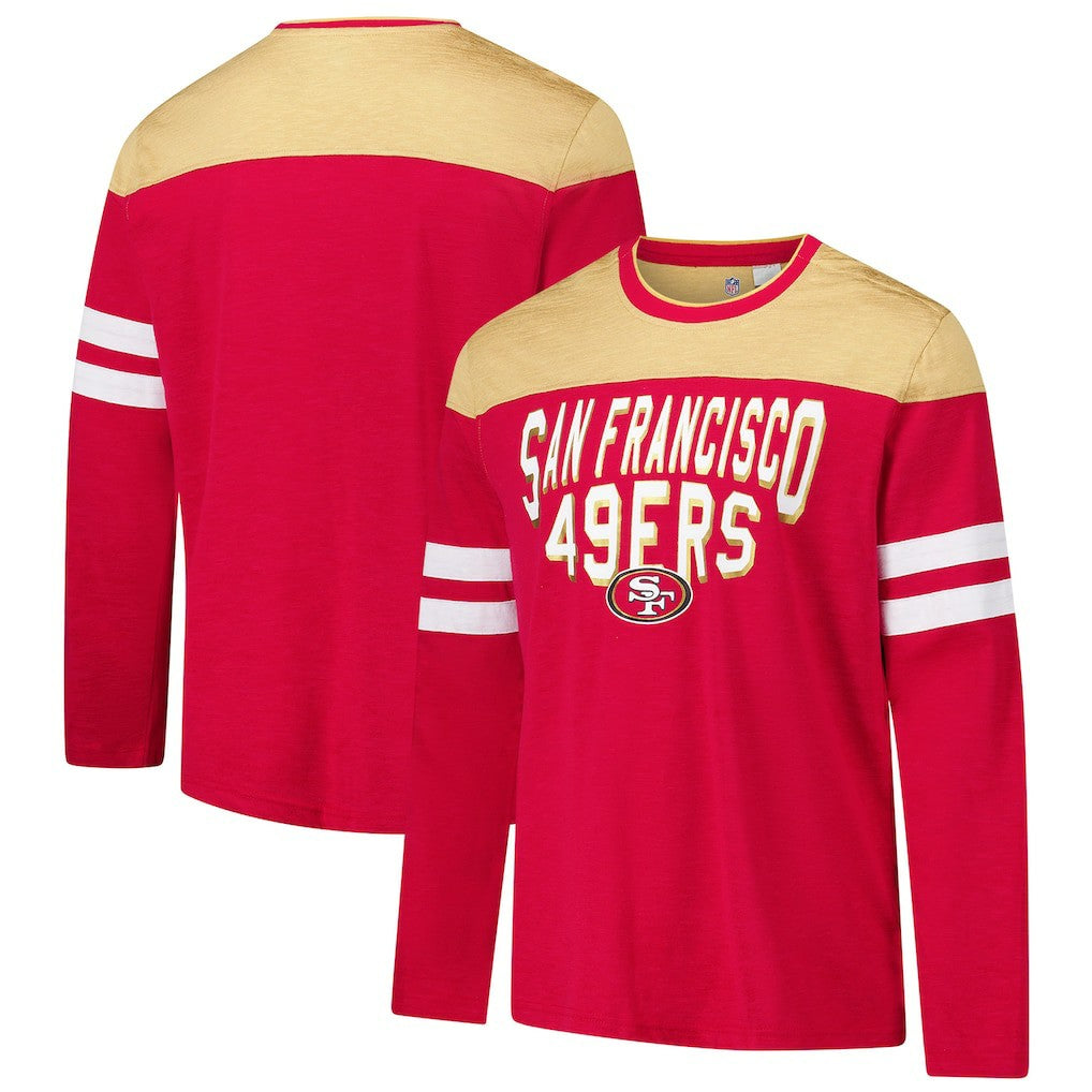San Francisco 49ers G-III Sports by Carl Banks Adaptive Hail Mary Long Sleeve T-Shirt - Scarlet/Gold T-shirts
