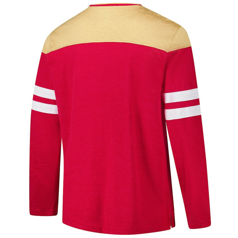 San Francisco 49ers G-III Sports by Carl Banks Adaptive Hail Mary Long Sleeve T-Shirt - Scarlet/Gold T-shirts