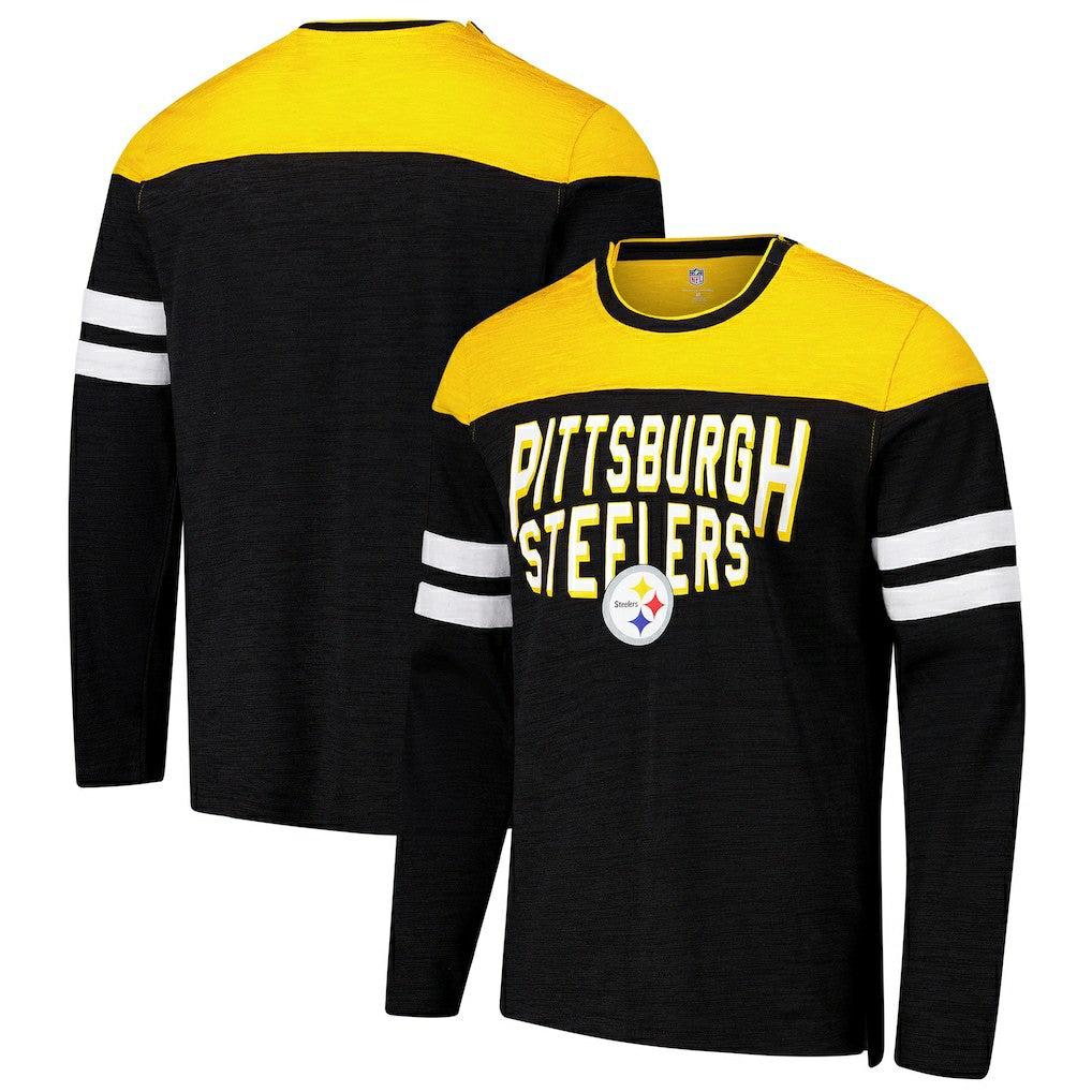 Pittsburgh Steelers G-III Sports by Carl Banks Adaptive Hail Mary Long Sleeve T-Shirt - Black/Gold T-shirts