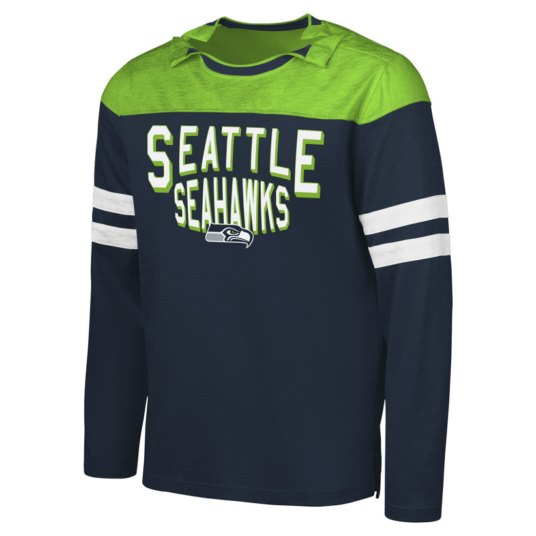 Seattle Seahawks G-III Sports by Carl Banks Adaptive Hail Mary Long Sleeve T-Shirt - College Navy/Neon Green T-shirts