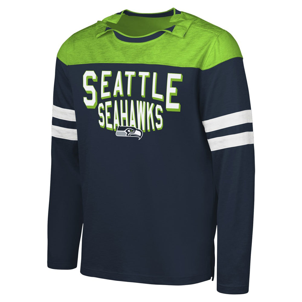 Seattle Seahawks G-III Sports by Carl Banks Adaptive Hail Mary Long Sleeve T-Shirt - College Navy/Neon Green T-shirts