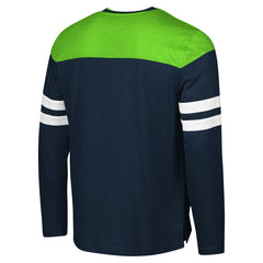 Seattle Seahawks G-III Sports by Carl Banks Adaptive Hail Mary Long Sleeve T-Shirt - College Navy/Neon Green T-shirts