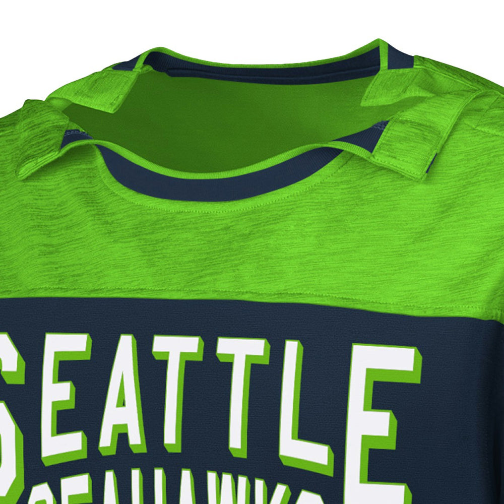 Seattle Seahawks G-III Sports by Carl Banks Adaptive Hail Mary Long Sleeve T-Shirt - College Navy/Neon Green T-shirts