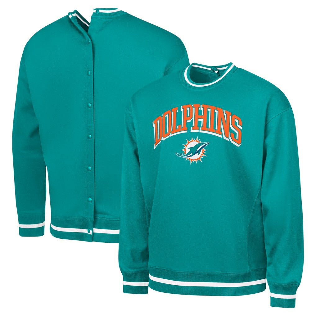 Miami Dolphins G-III Sports by Carl Banks Adaptive Blocker Fleece Pullover Sweatshirt - Aqua Pullover