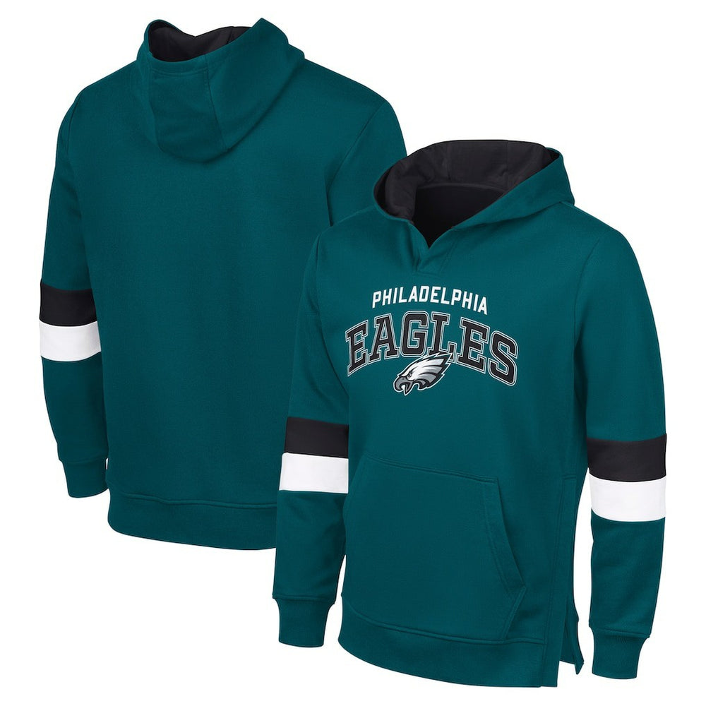 Philadelphia Eagles G-III Sports by Carl BanksMen's Adaptive Faceoff Pullover Hoodie - Midnight Green/Black Hoodies