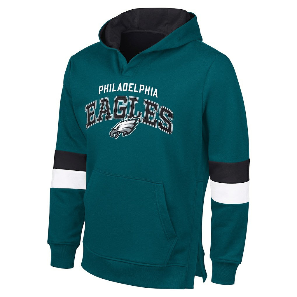 Philadelphia Eagles G-III Sports by Carl BanksMen's Adaptive Faceoff Pullover Hoodie - Midnight Green/Black Hoodies
