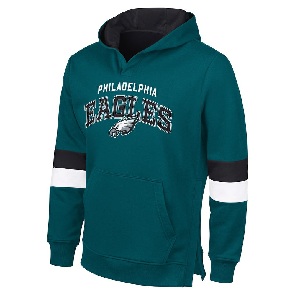 Philadelphia Eagles G-III Sports by Carl BanksMen's Adaptive Faceoff Pullover Hoodie - Midnight Green/Black Hoodies
