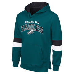 Philadelphia Eagles G-III Sports by Carl BanksMen's Adaptive Faceoff Pullover Hoodie - Midnight Green/Black Hoodies