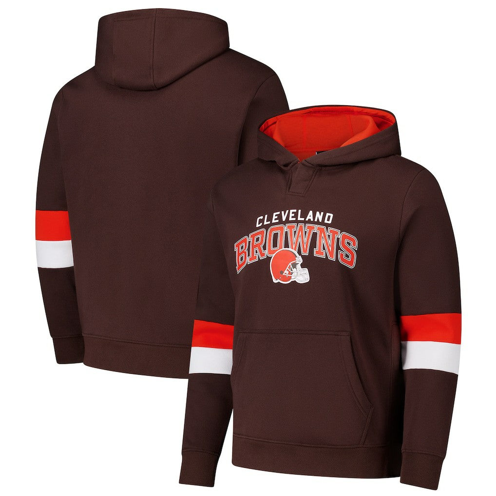 Cleveland Browns G-III Sports by Carl Banks Adaptive Faceoff Pullover Hoodie - Brown/Orange Hoodies