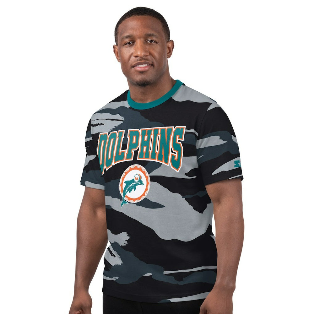 Miami Dolphins Starter Thursday Night Gridiron Classics Vintage Logo T-Shirt - Camo/Gray T-shirts