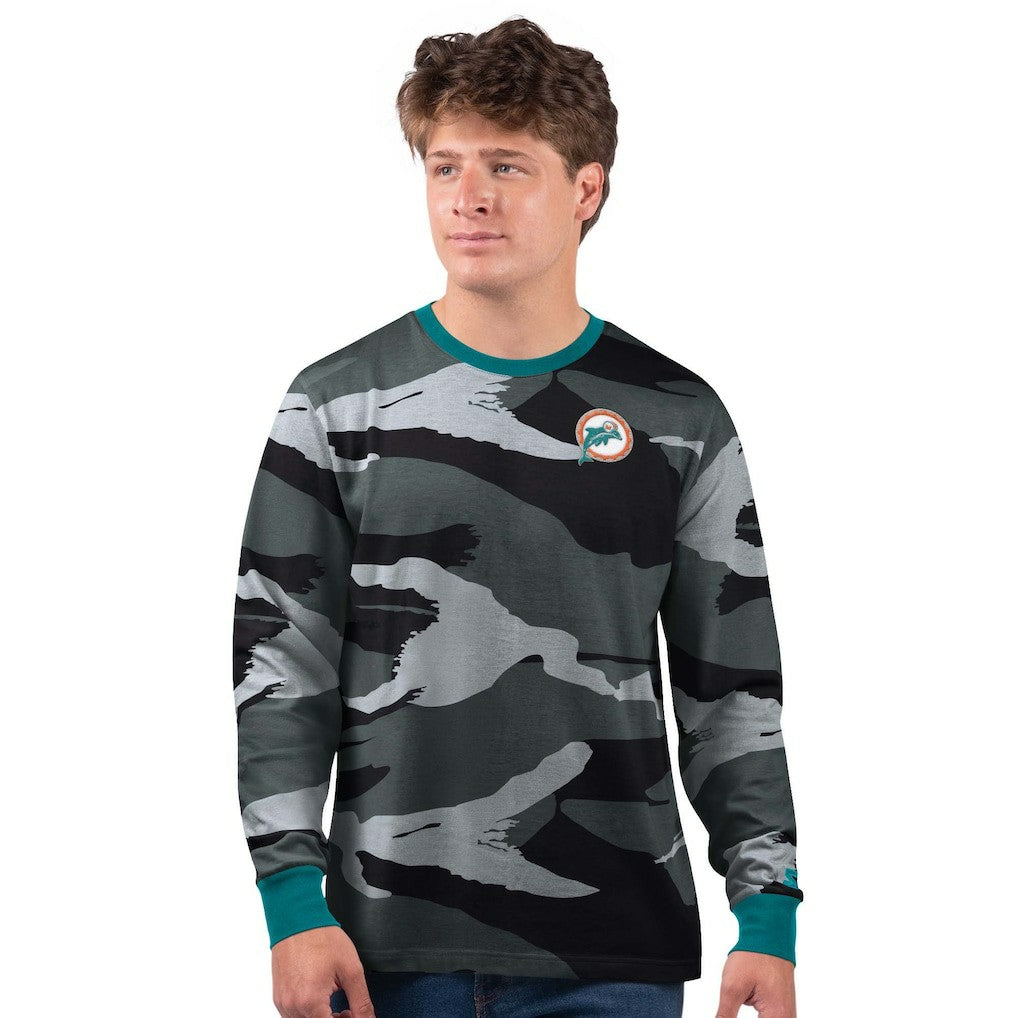 Miami Dolphins Starter Thursday Night Gridiron Vintage Logo Long Sleeve T-Shirt - Gray/Charcoal T-shirts