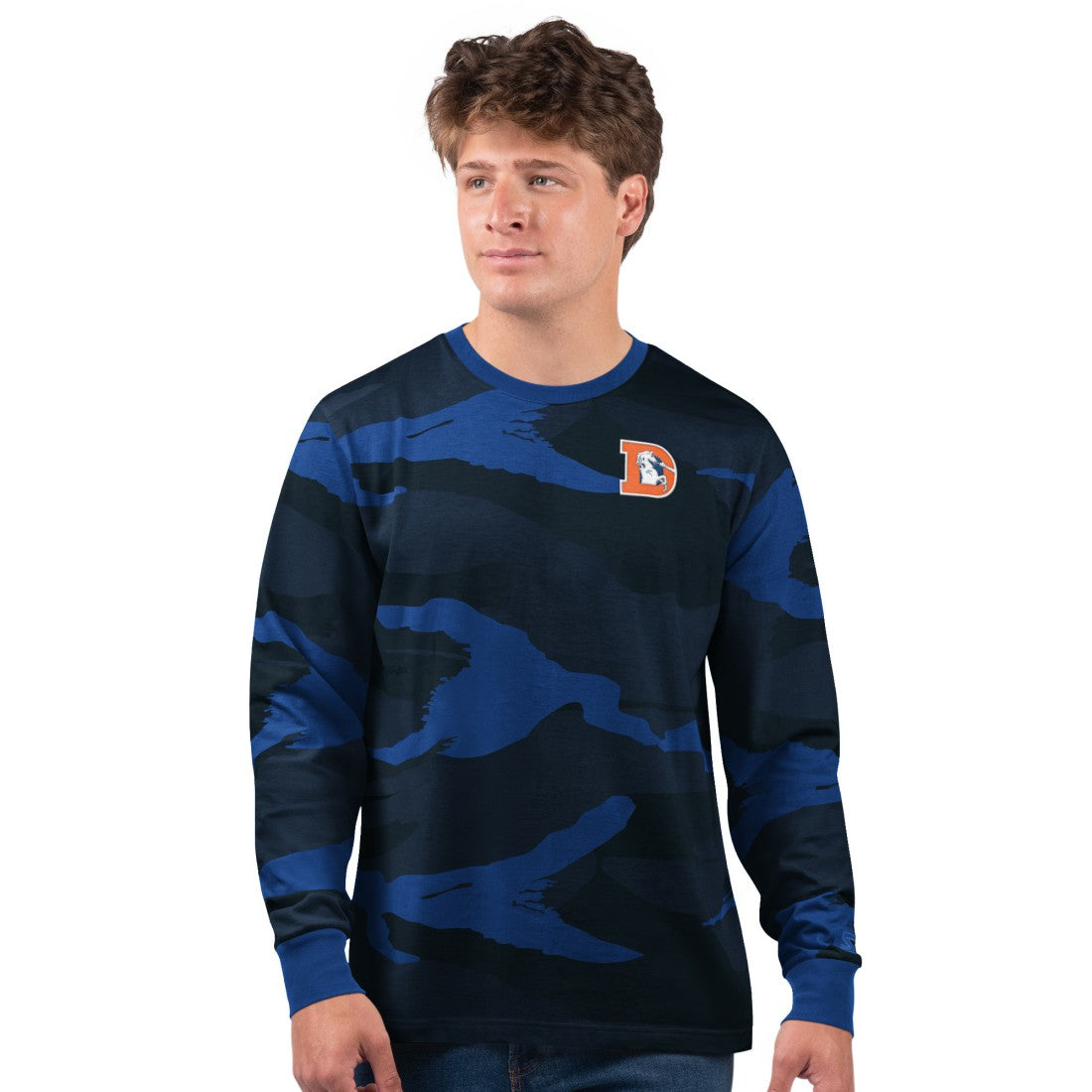 Denver Broncos Starter Thursday Night Gridiron Vintage Logo Long Sleeve T-Shirt - Navy/Royal T-shirts
