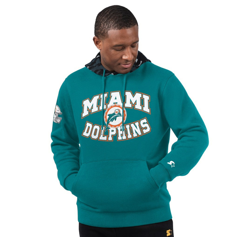 Miami Dolphins Starter Thursday Night Gridiron Vintage Logo Pullover Hoodie - Aqua Hoodies