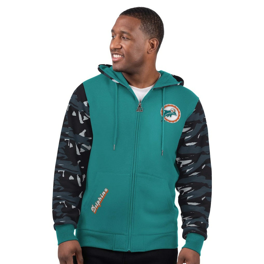 Miami Dolphins Starter Thursday Night Gridiron Vintage Logo Full-Zip Hoodie - Aqua Hoodies