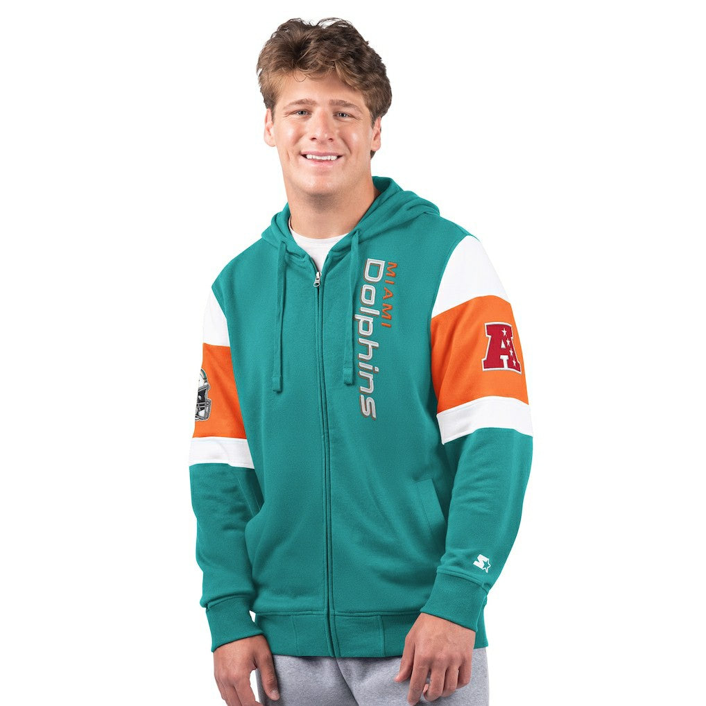 Miami Dolphins Starter Extreme Full-Zip Hoodie - Aqua Hoodies
