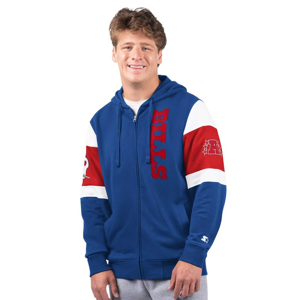 Buffalo Bills Starter Extreme Vintage Logo Full-Zip Hoodie - Royal Hoodies