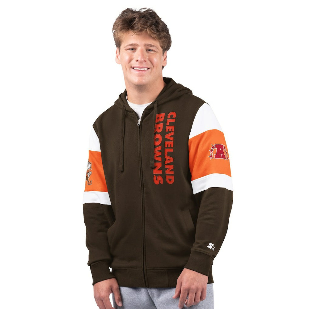 Cleveland Browns Starter Extreme Vintage Logo Full-Zip Hoodie - Brown Hoodies